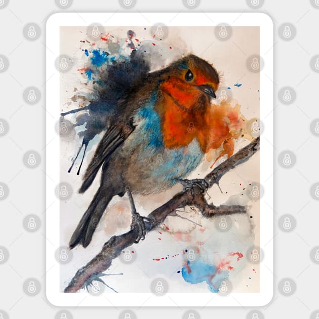 Robin Redbreast Watercolour Sticker by DeborahMcGrath